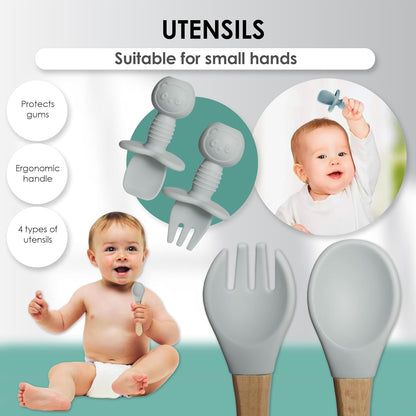 SoloBaby® Set de Alimentación para Bebés – 8 piezas de silicona libre de BPA