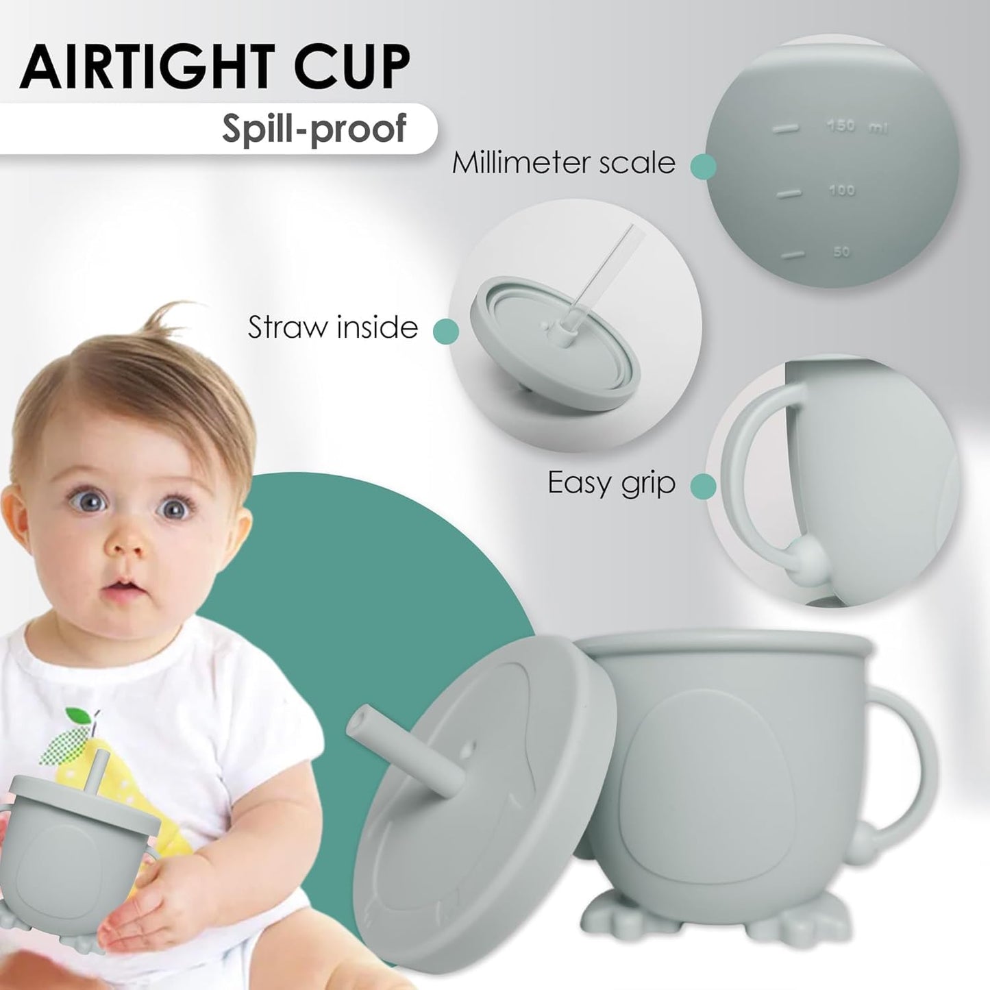 SoloBaby® Set de Alimentación para Bebés – 8 piezas de silicona libre de BPA